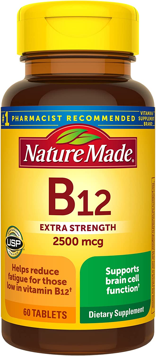 Витамин В-12 Nature Made, 2500 мкг, 60 таблеток витамин b12 2500 мкг nature s bounty 75 таблеток