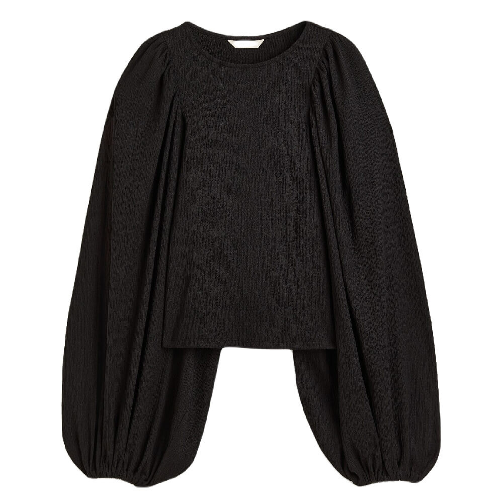 

Блузка H&M Balloon-sleeved Jersey, черный