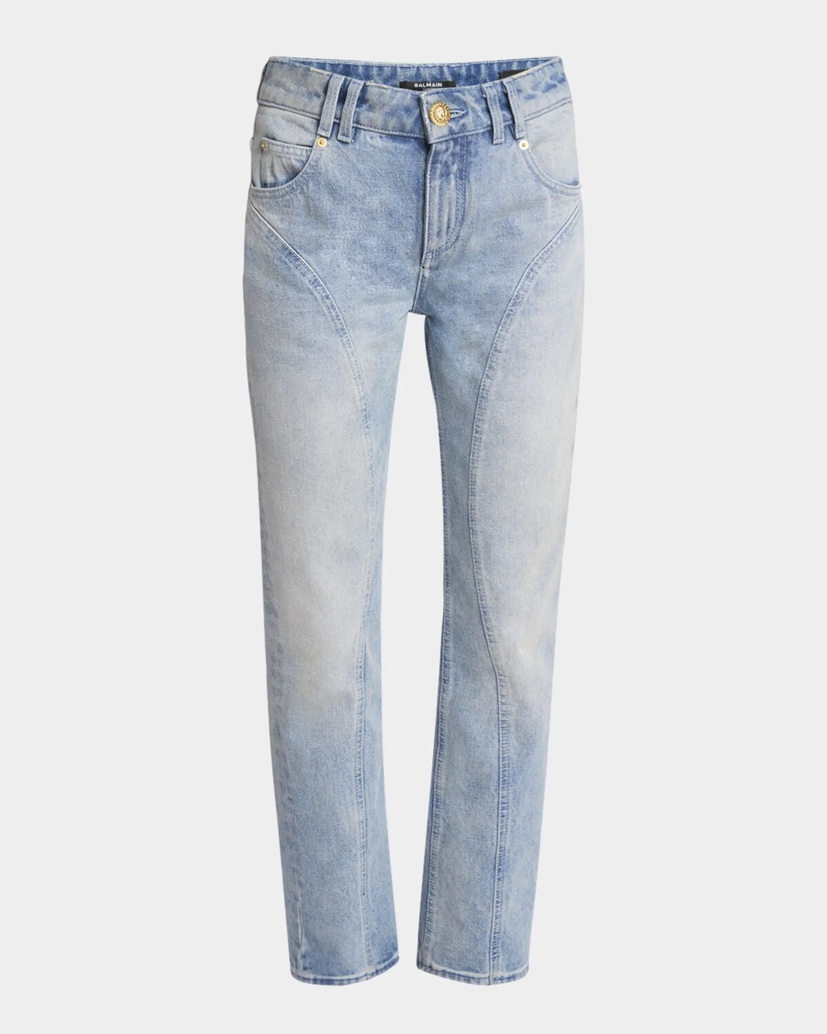 

Прямые джинсовые брюки Balmain, цвет Lt Blue