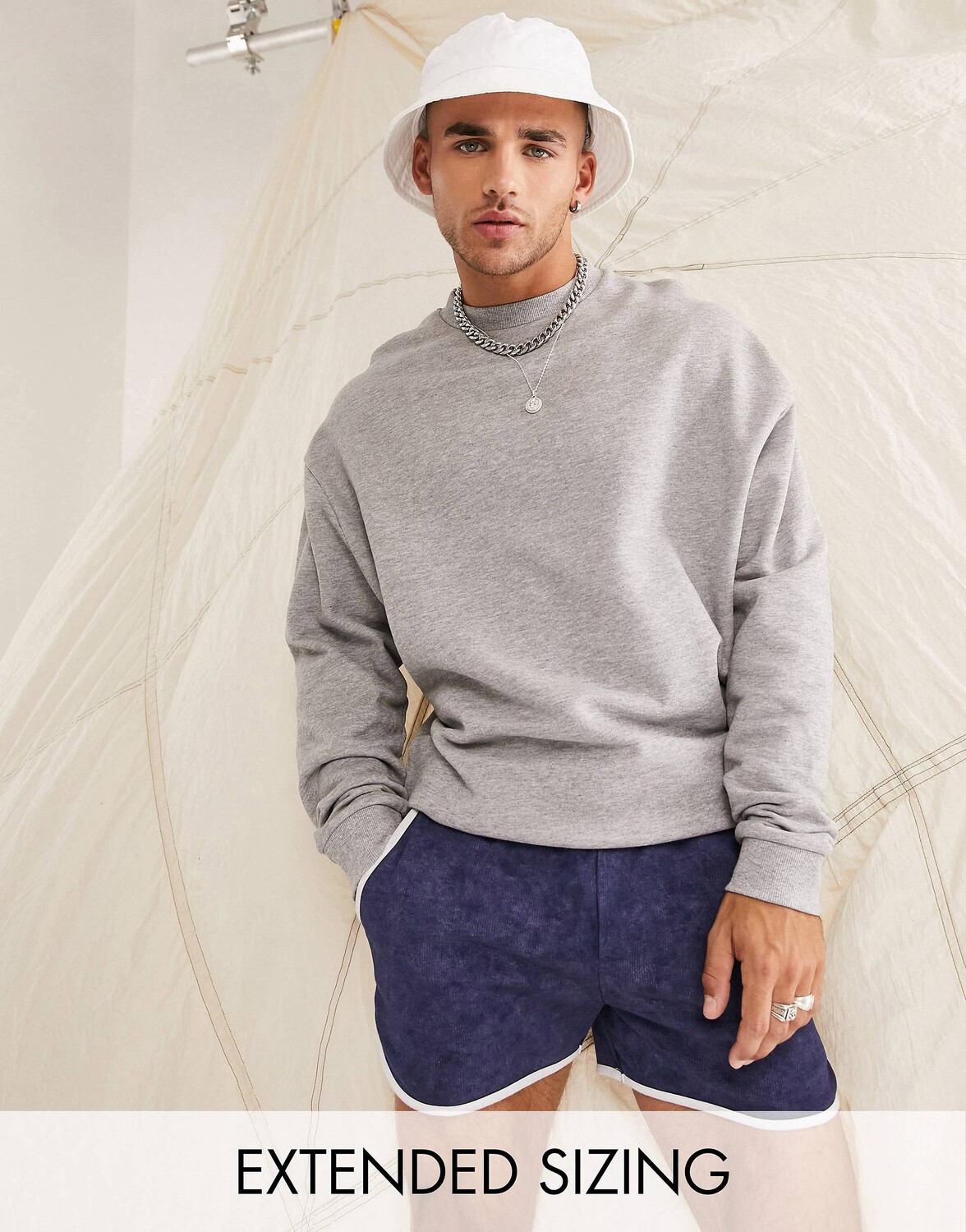 

Серая меланжевая толстовка оверсайз ASOS DESIGN, Серый