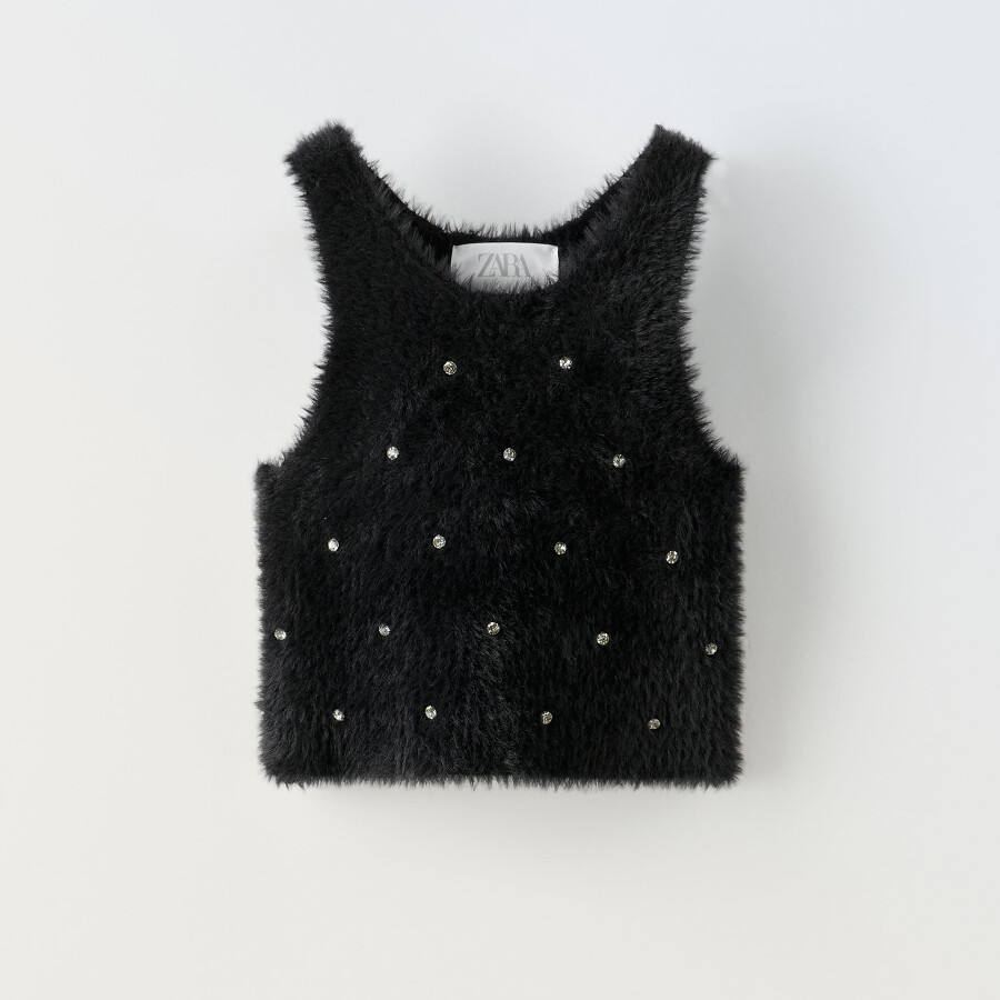 

Топ для девочки Zara Faux Fur, черный