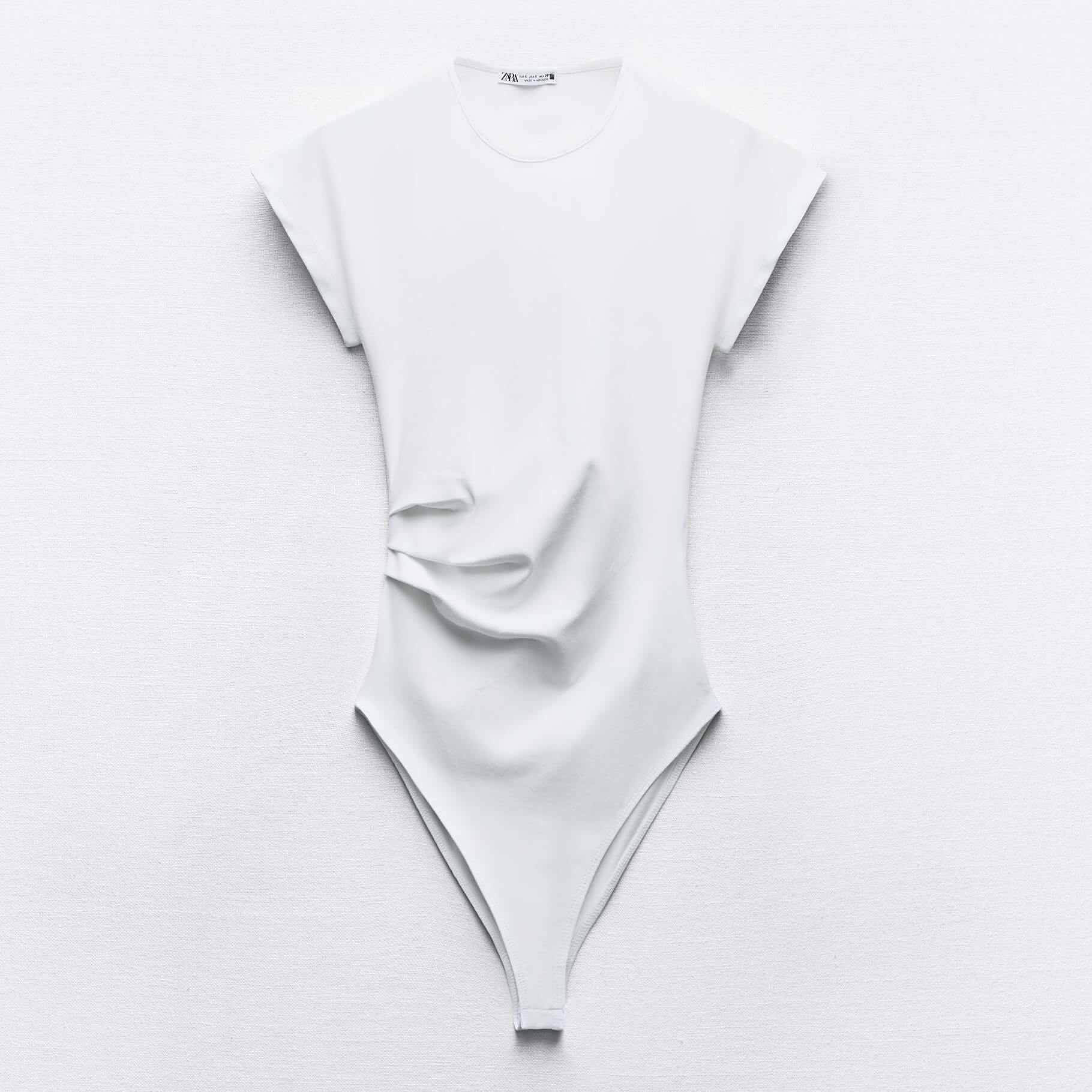 Боди Zara With Open Back, белый боди хлопковое с коротким рукавом и круглым вырезом с буквенным принтом