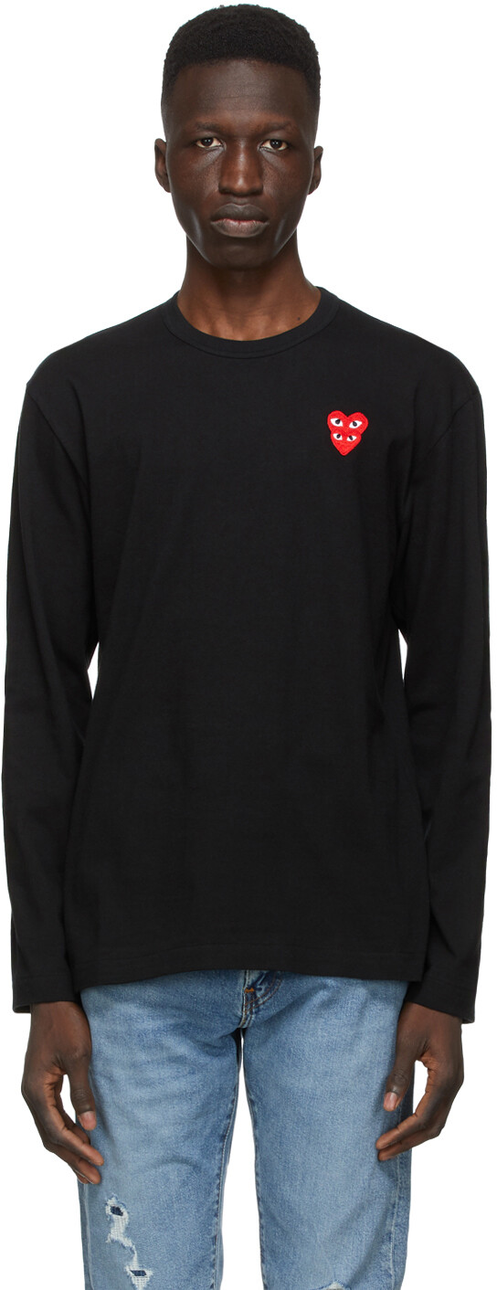 

Многослойное черное двойное сердце с длинным рукавом Comme des Garçons Play