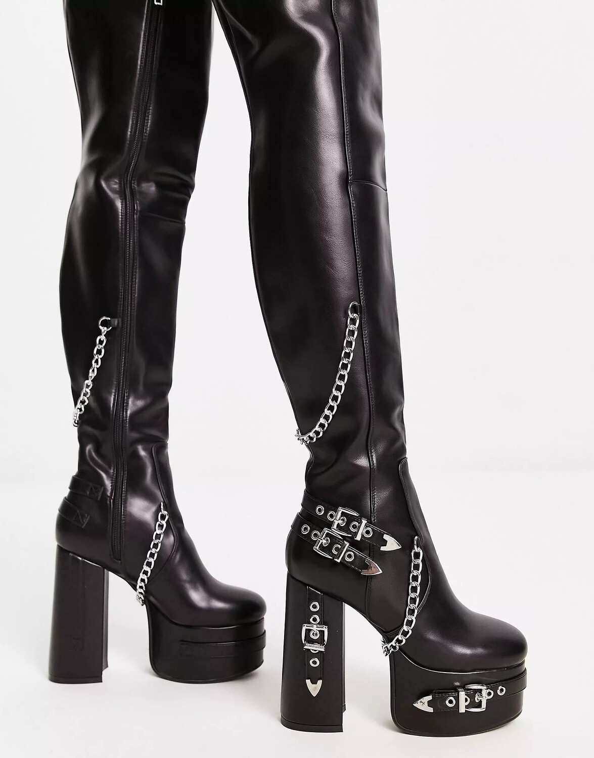 

Сапоги Lamoda Chunky Over The Knee With Buckles Chains, черный
