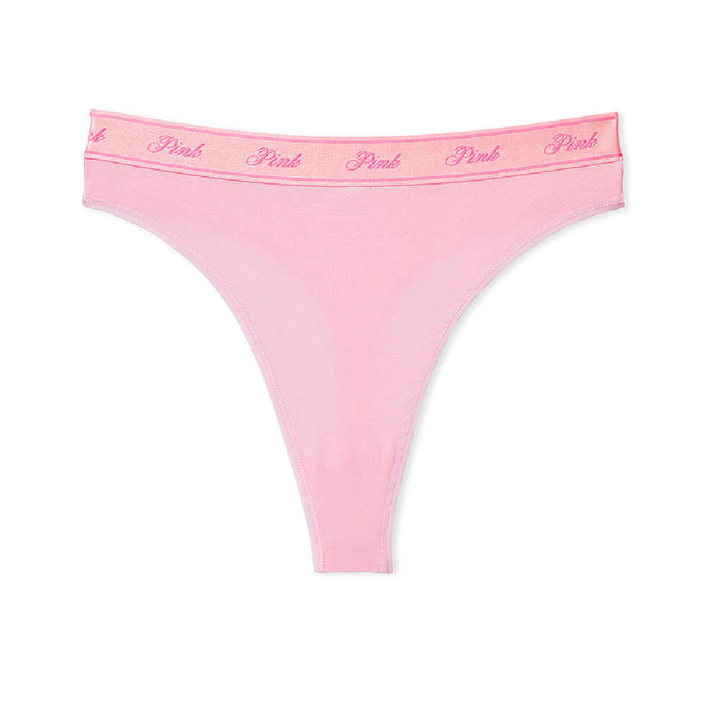цена Трусы Victoria's Secret Pink Logo Cotton High-waist Thong, розовый