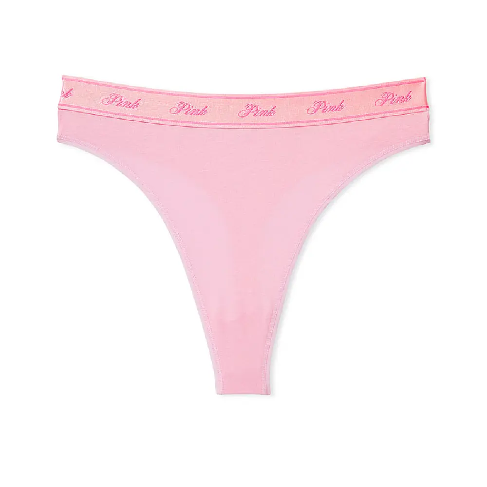 цена Трусы Victoria's Secret Pink Logo Cotton High-waist Thong, розовый