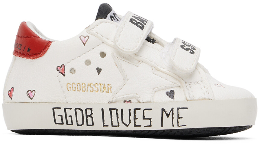 

Детские бело-красные школьные кроссовки Golden Goose
