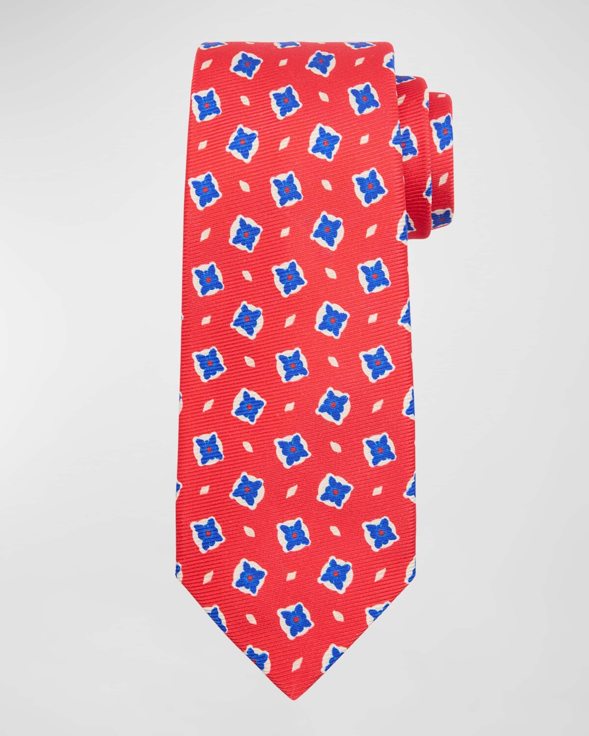 

Мужской шелковый галстук с медальоном и принтом Kiton, цвет Red Multi
