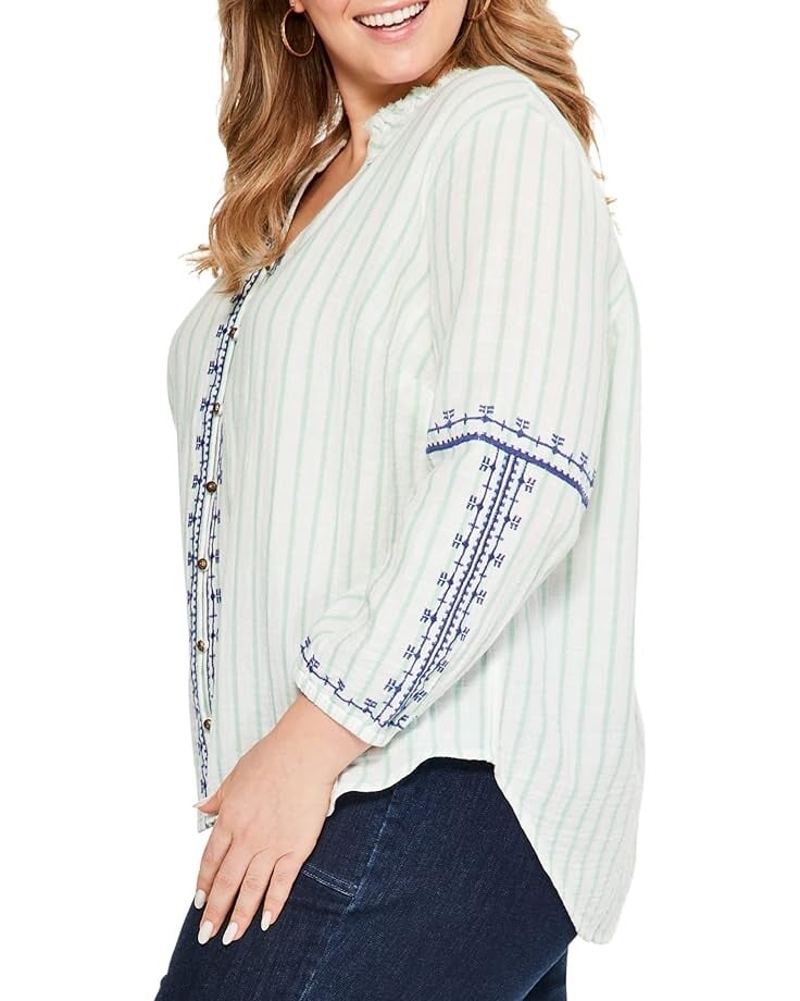 

Топ NIC+ZOE Plus Size Embroidered Terrace Top, цвет Green Multi