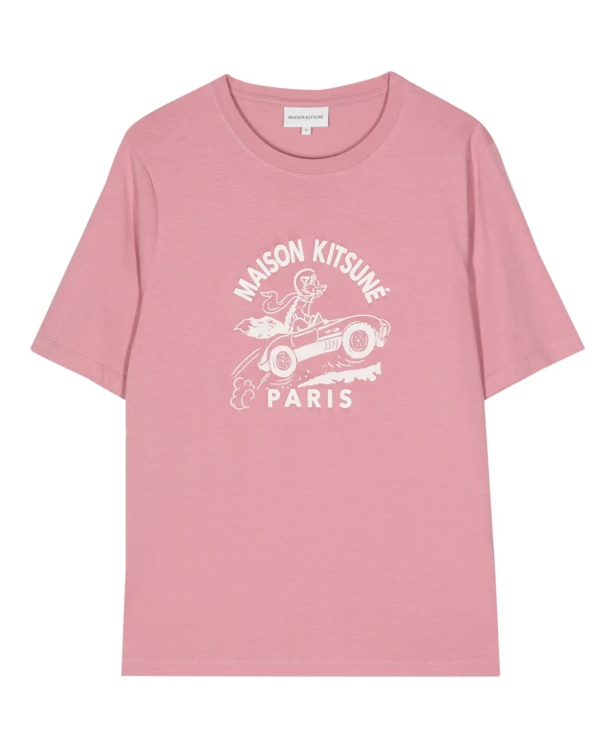 

Футболка с гоночной лисой Maison Kitsuné, розовый
