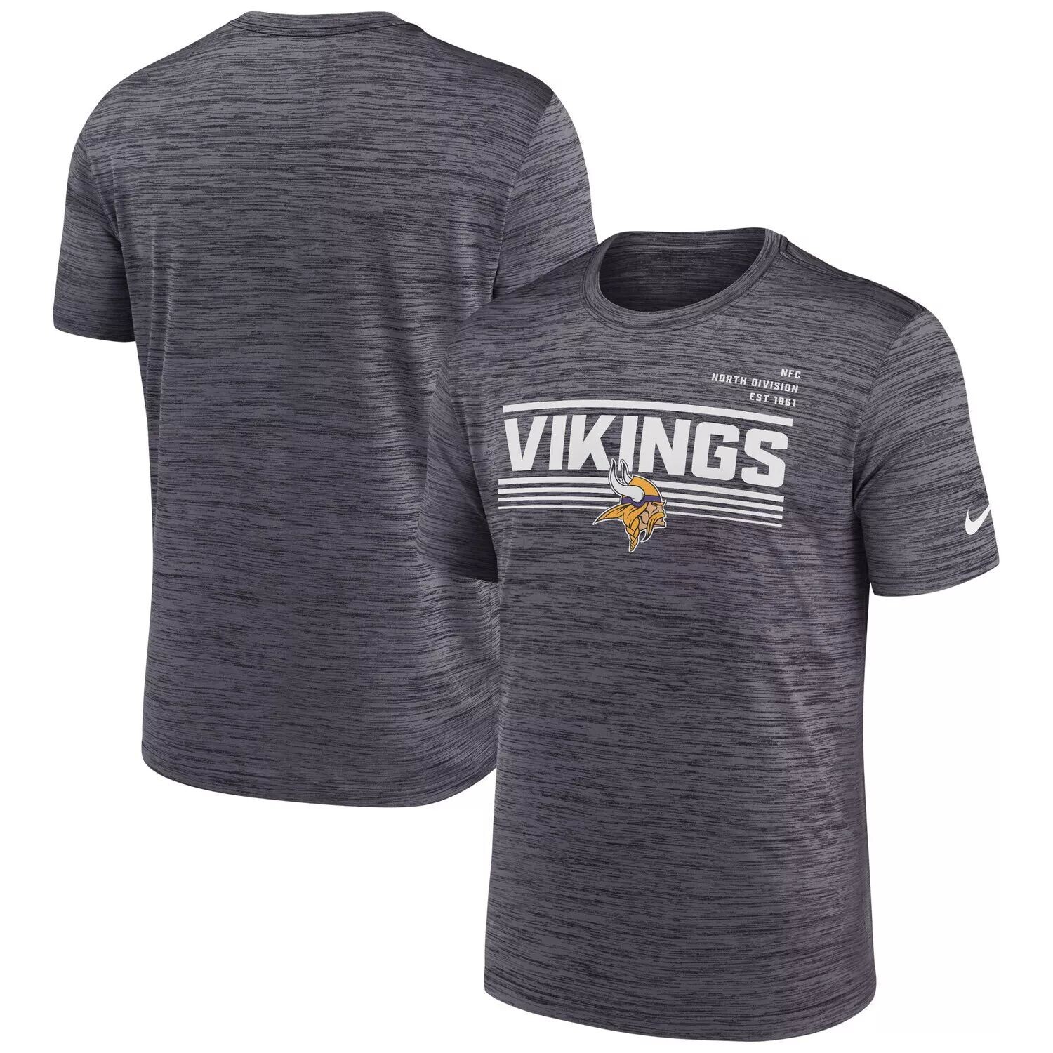 

Мужская антрацитовая футболка Minnesota Vikings Yardline Velocity Performance Nike, Черный