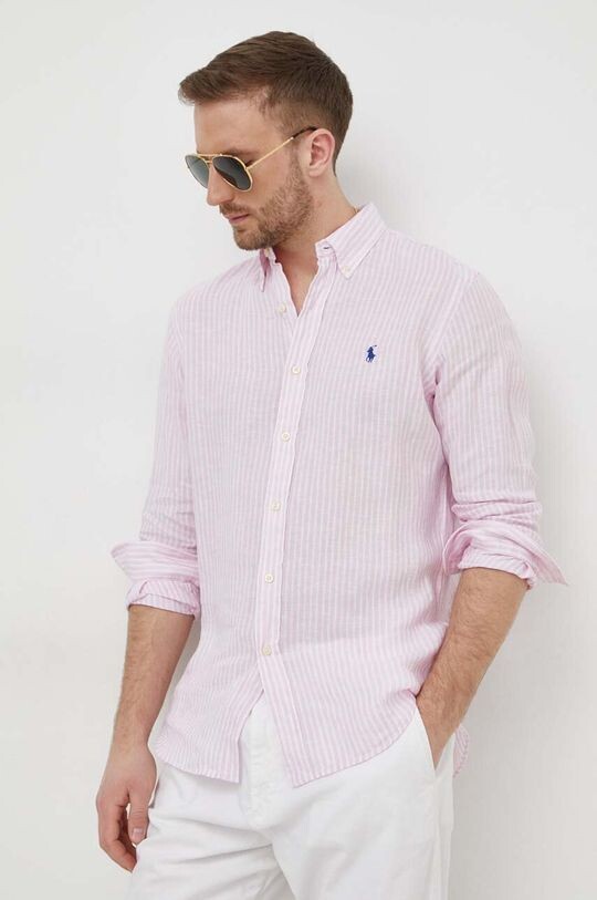 

Льняная рубашка Polo Ralph Lauren, розовый