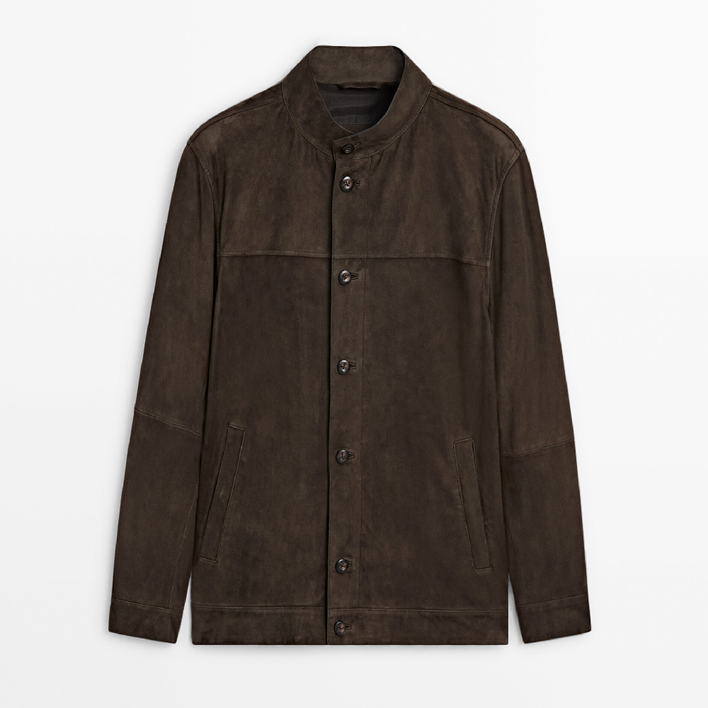 Куртка Massimo Dutti Buttoned Suede, коричневый