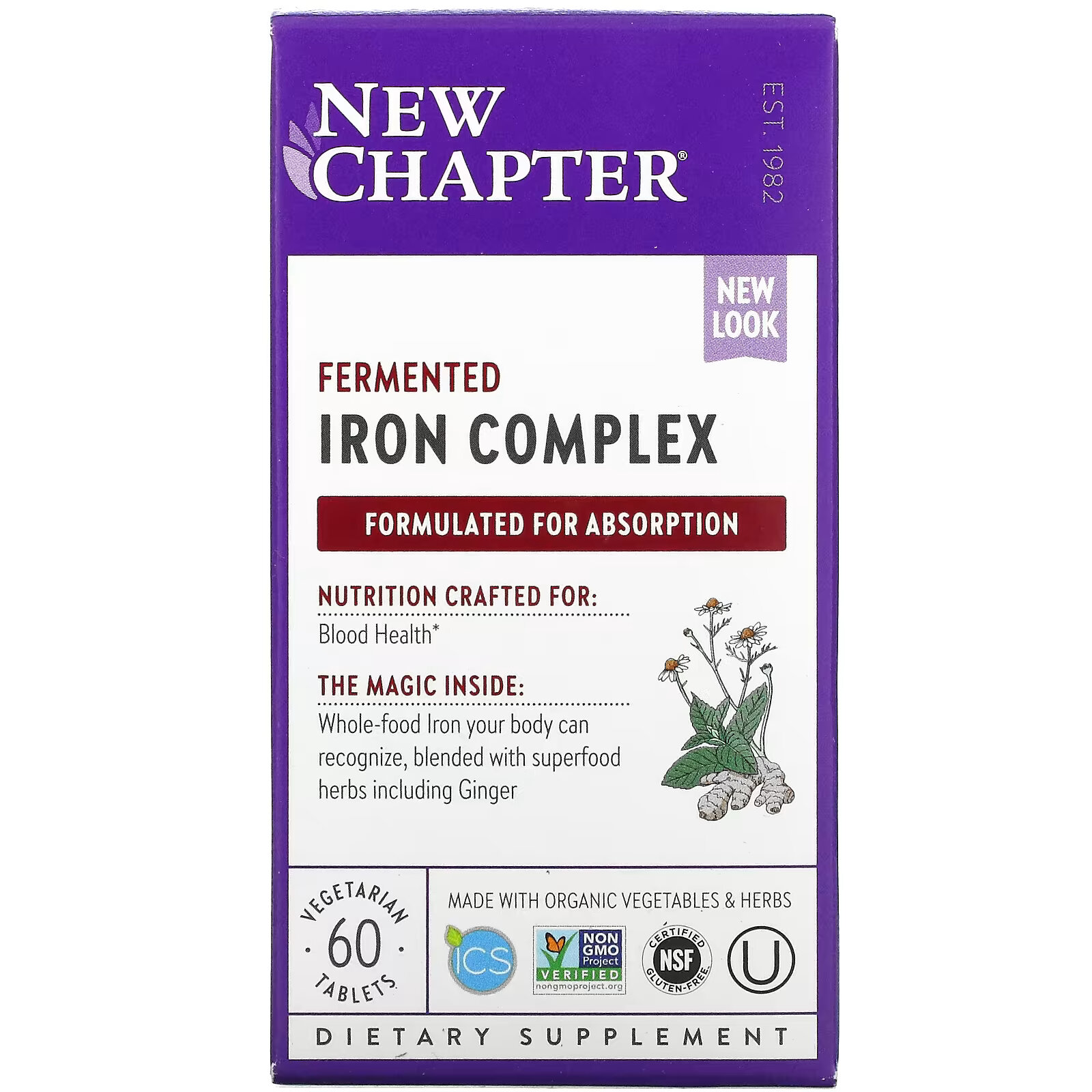 New Chapter, комплекс ферментированного железа, 60 вегетарианских таблеток new chapter улучшенный мультивитаминный комплекс для женщин 120 вегетарианских таблеток