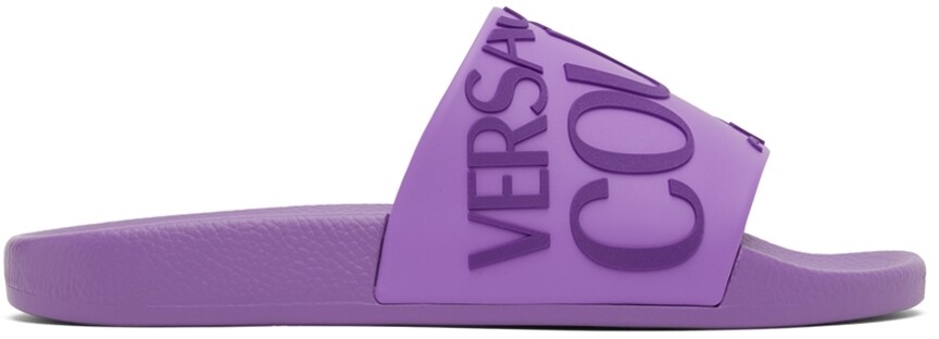 

Фиолетовые шлепанцы с логотипом Versace Jeans Couture