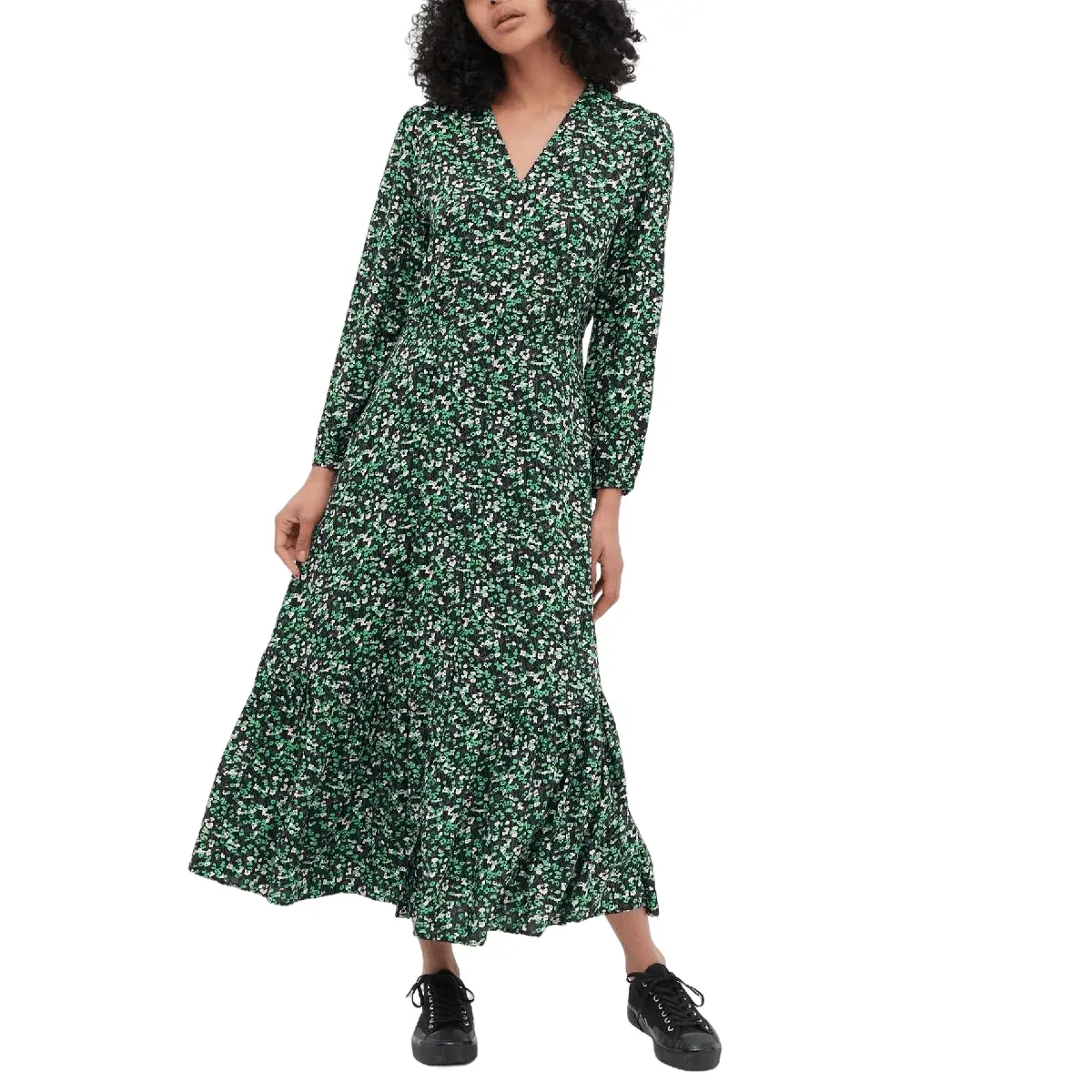 Платье расклешенное с принтом Uniqlo, зеленый