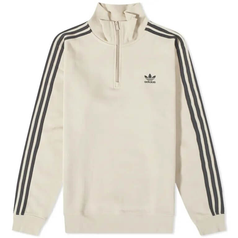 

Толстовка Adidas 3 Stripe Half-zip, бежевый/черный
