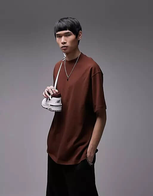

Футболка Topman Oversized Fit, коричневый