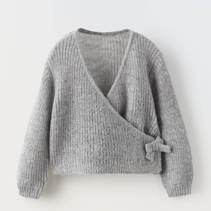 Кардиган Zara Knit Wrap, серый кардиган для девочки zara knickerbocker yarn effect knit жемчужно серый