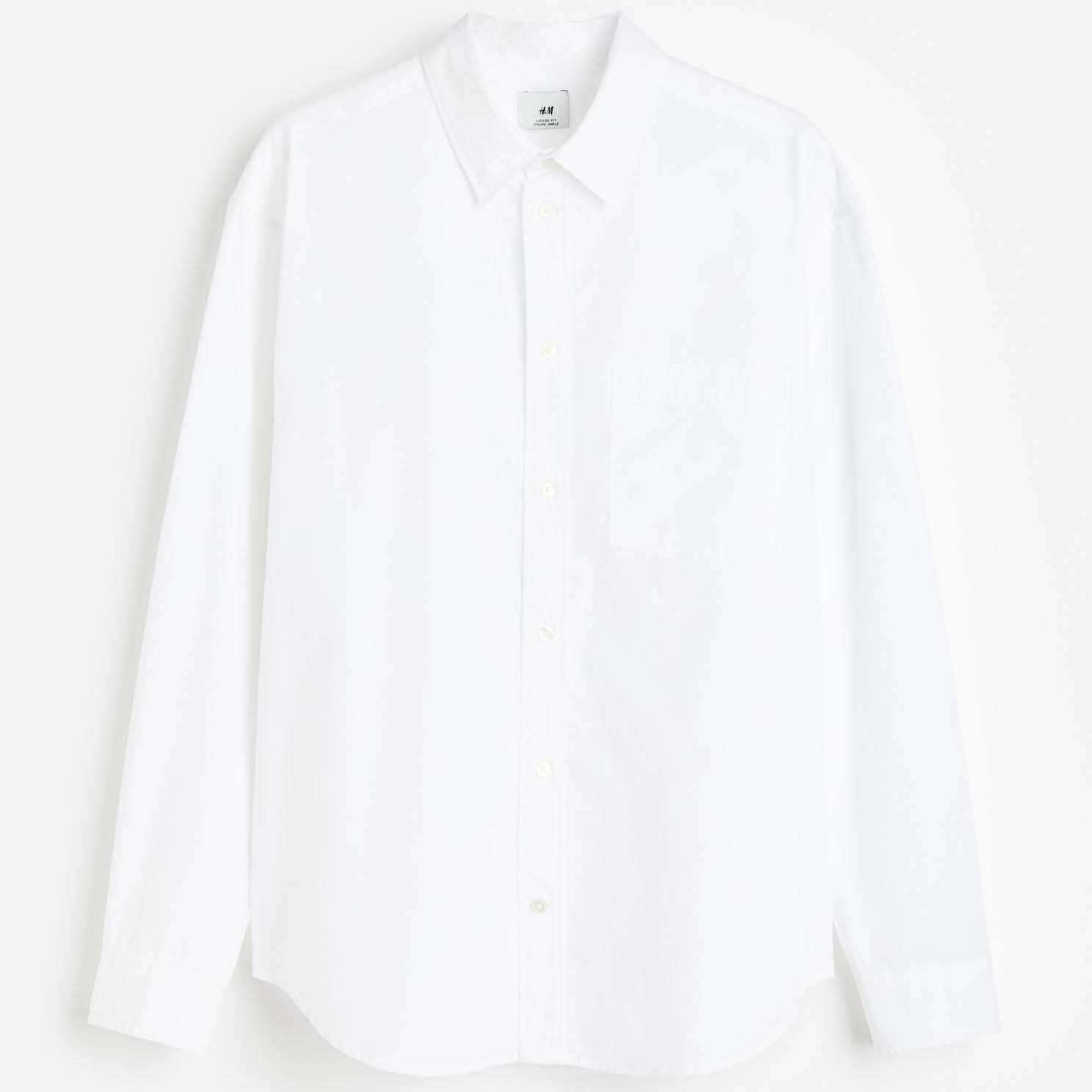 

Рубашка H&M Loose Fit Poplin, белый