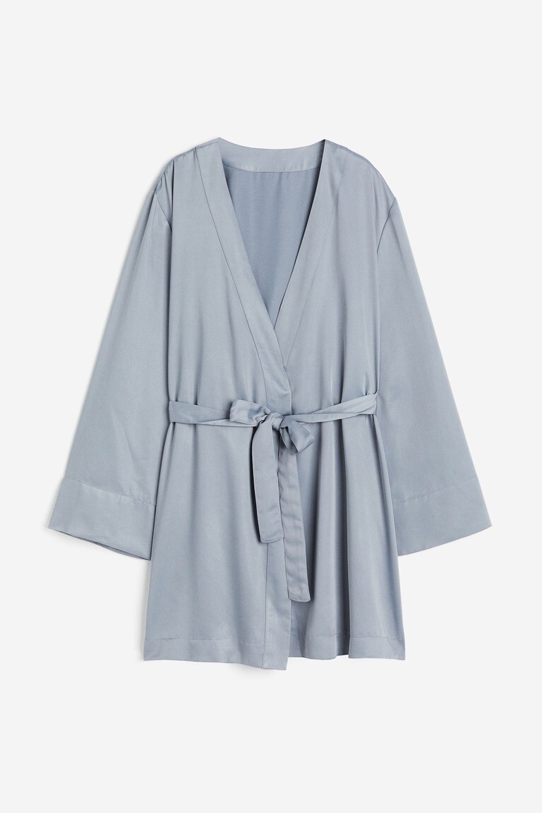 

Атласный халат H&M, светло-синий