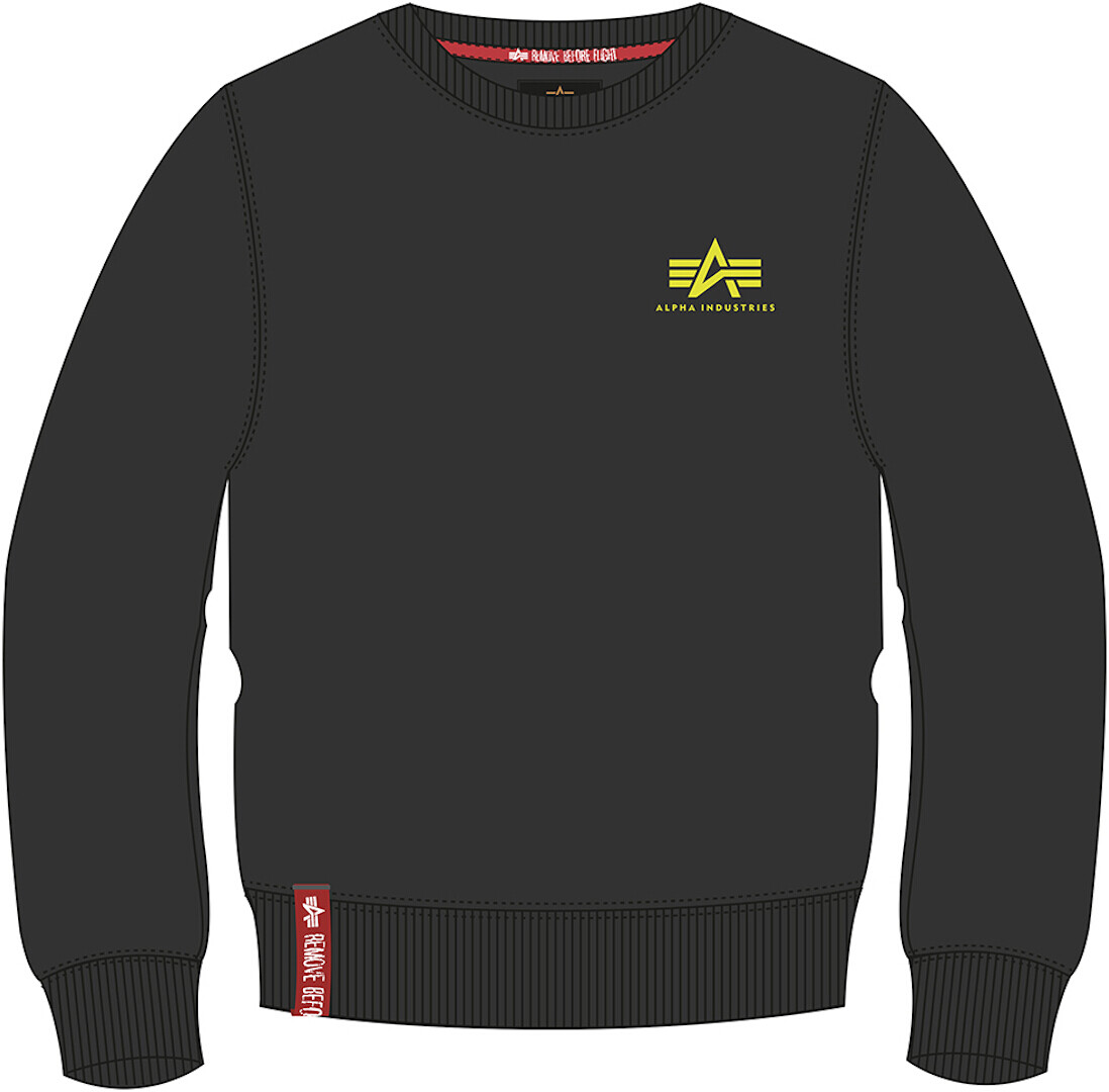 

Толстовка Alpha Industries Basic Small Logo Neon Print, черно-желтая