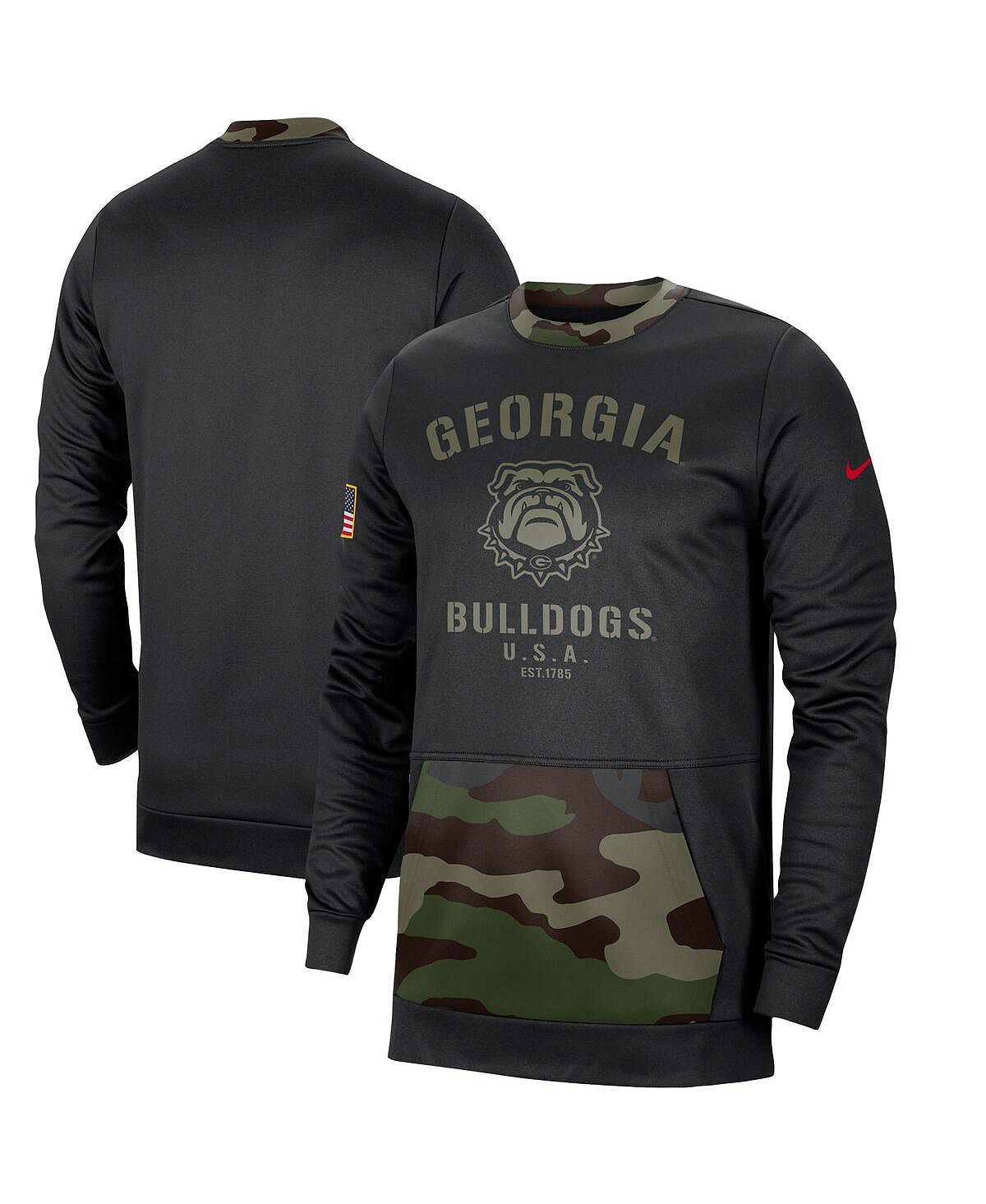 цена Мужская черная, камуфляжная толстовка с капюшоном georgia bulldogs в стиле милитари Nike, мульти