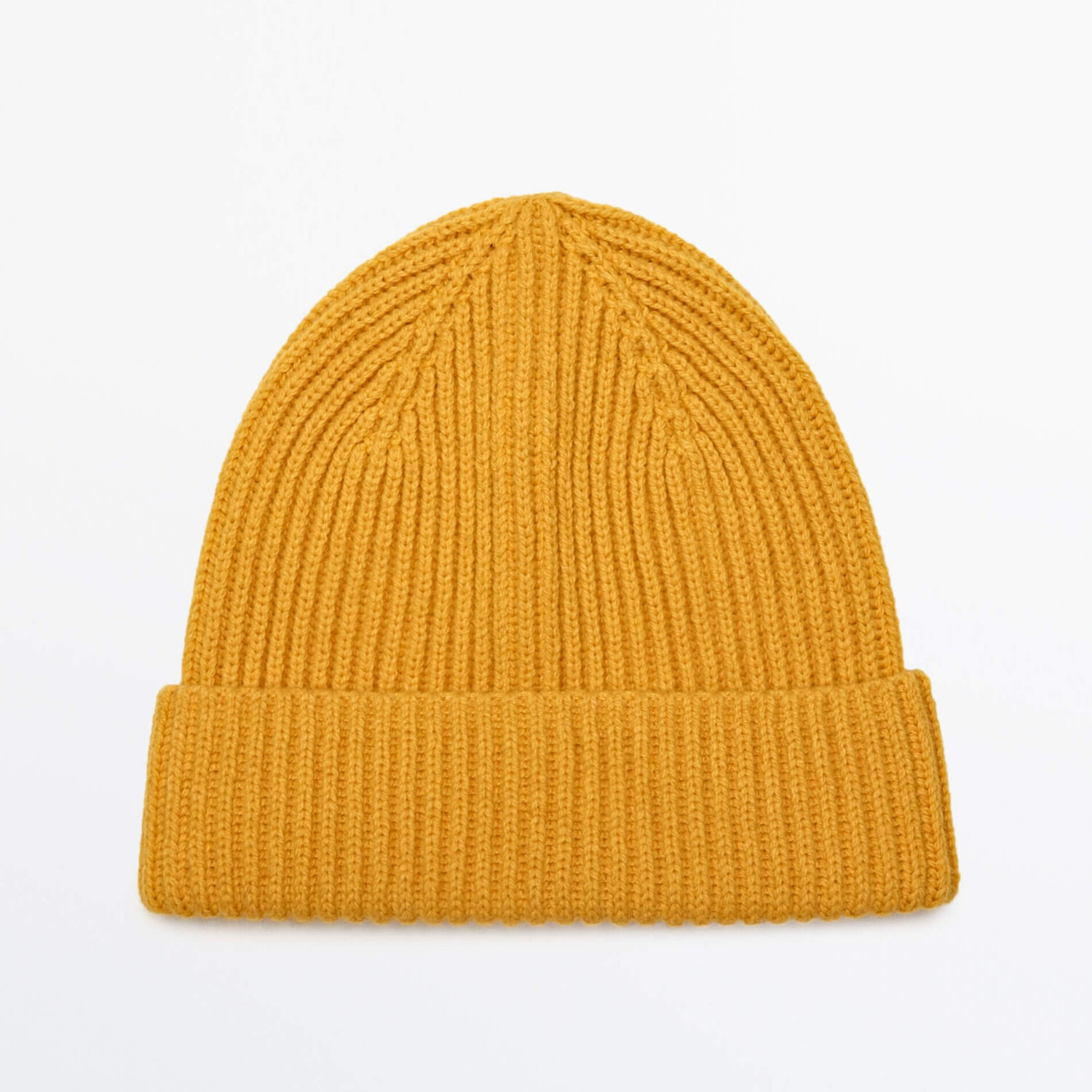 

Шапка Massimo Dutti Ribbed Blend Beanie, желтый