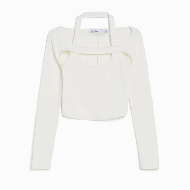 

Топ Bershka Collar Detail, белый