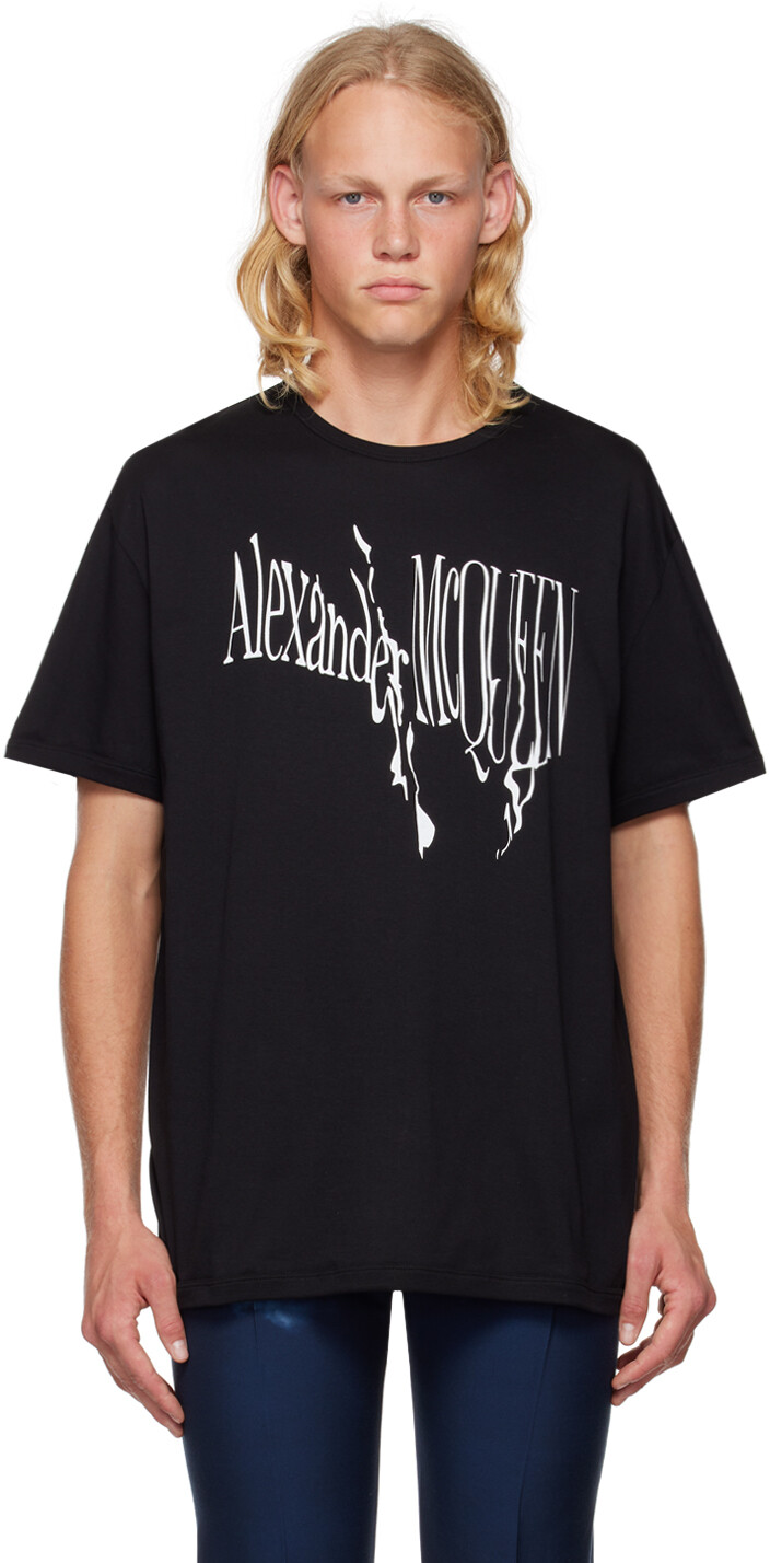 

Черная футболка с принтом Alexander McQueen, Черный