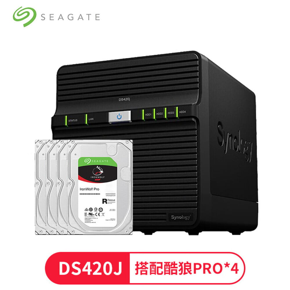 

Сетевое хранилище Synology DS420J с 4 жесткими дисками Seagate IronWolf Pro ST6000NE000 емкостью 6 ТБ