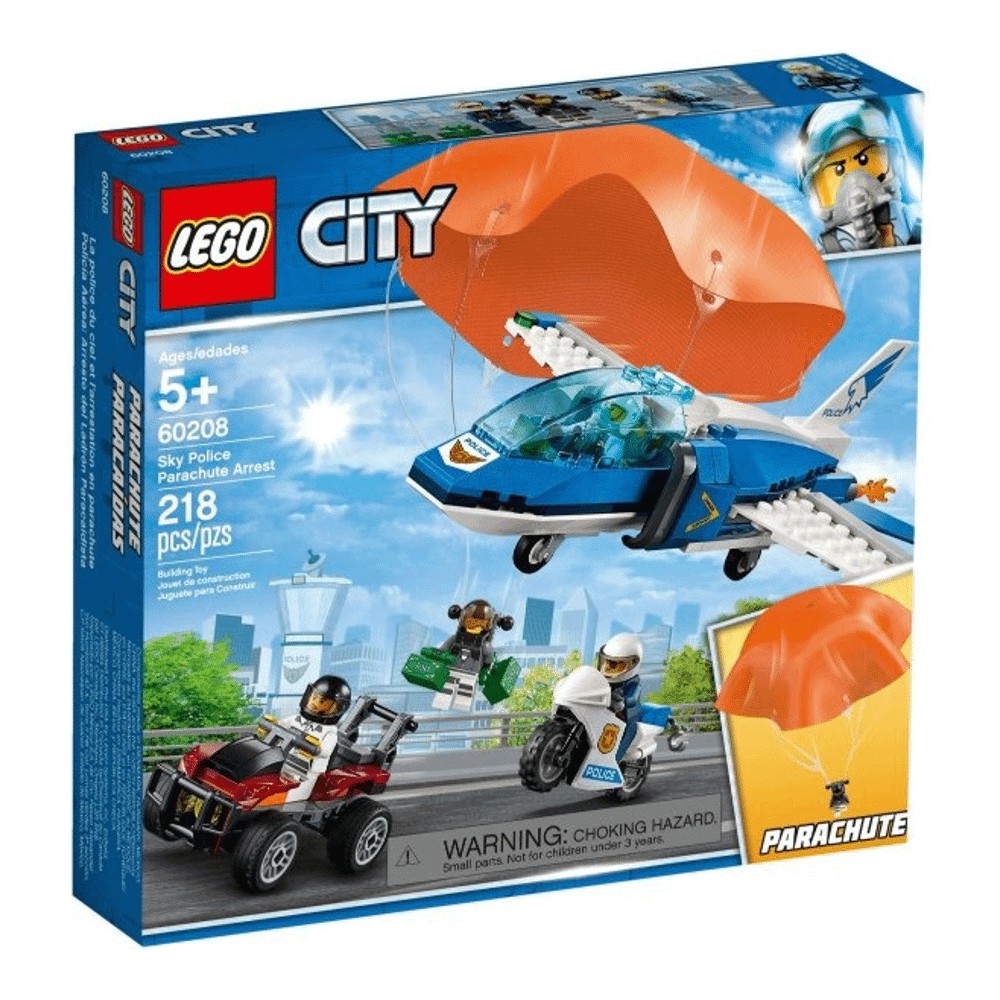 цена Конструктор LEGO City 60208 Воздушная полиция: арест парашютиста