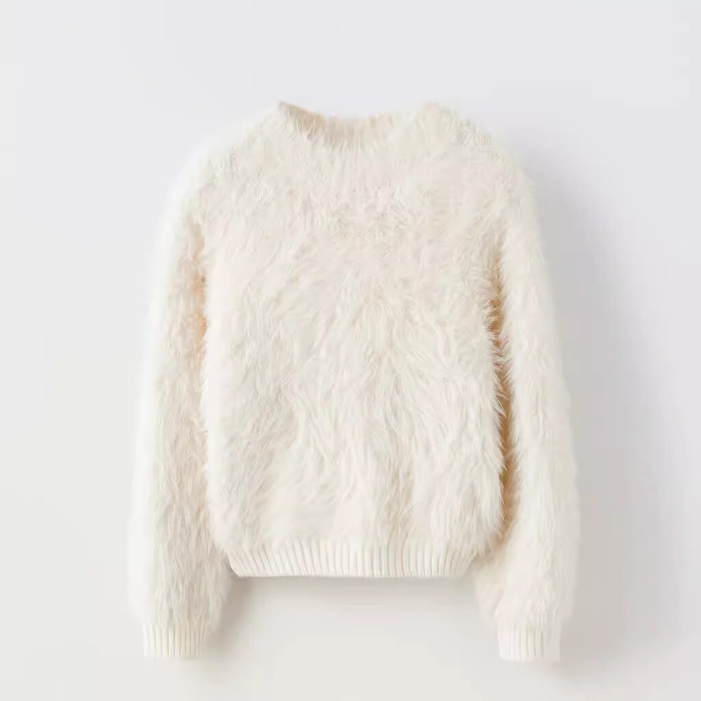 

Свитер ZARA Faux Fur Effect, кремовый