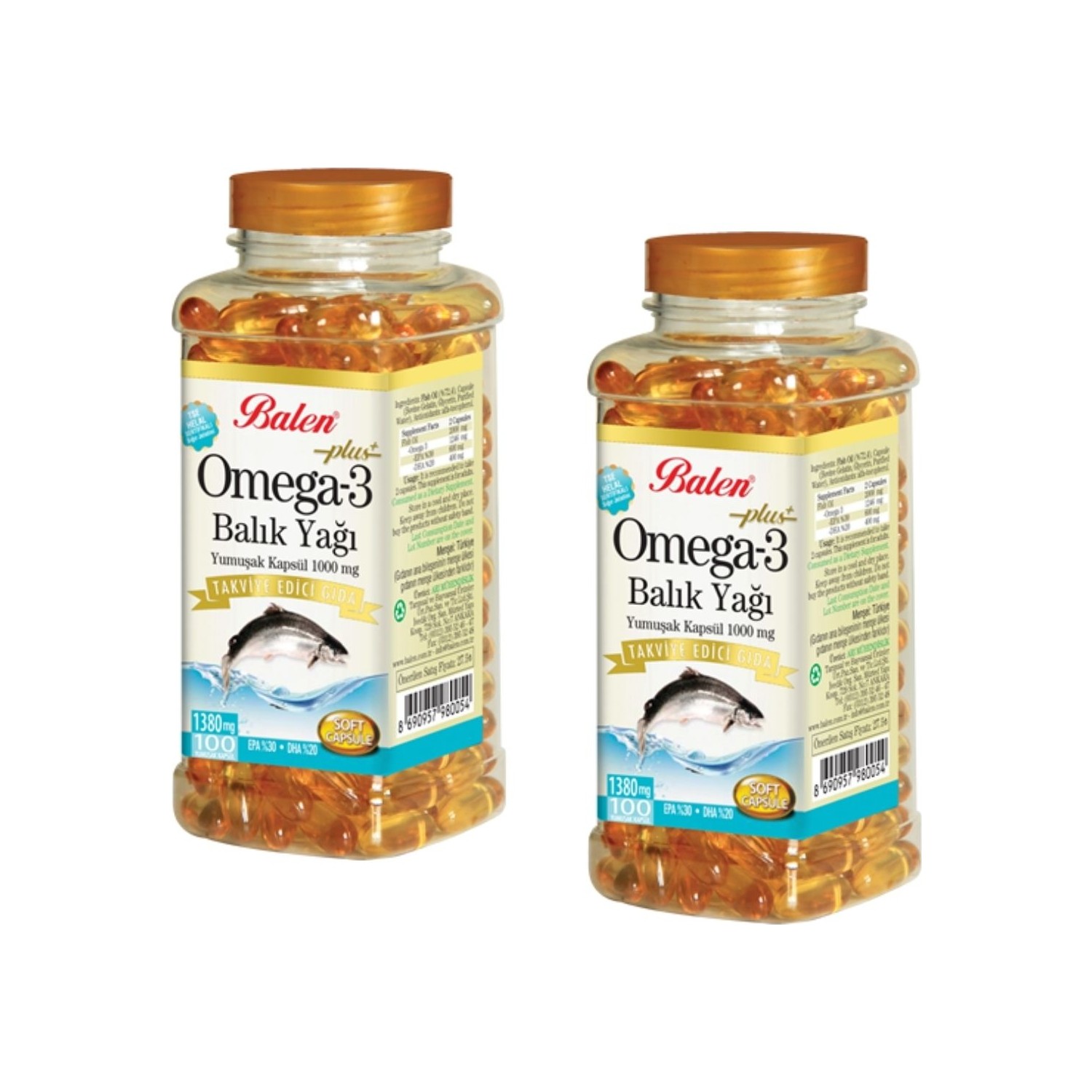 Рыбий жир Balen Omega 3, 100 капсул, 1380 мг, 2 штуки