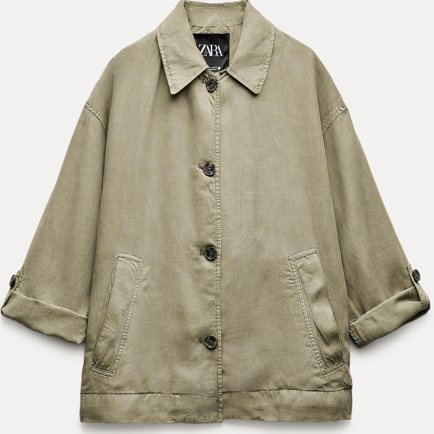 Куртка-рубашка Zara ZW Collection Faded, зеленый