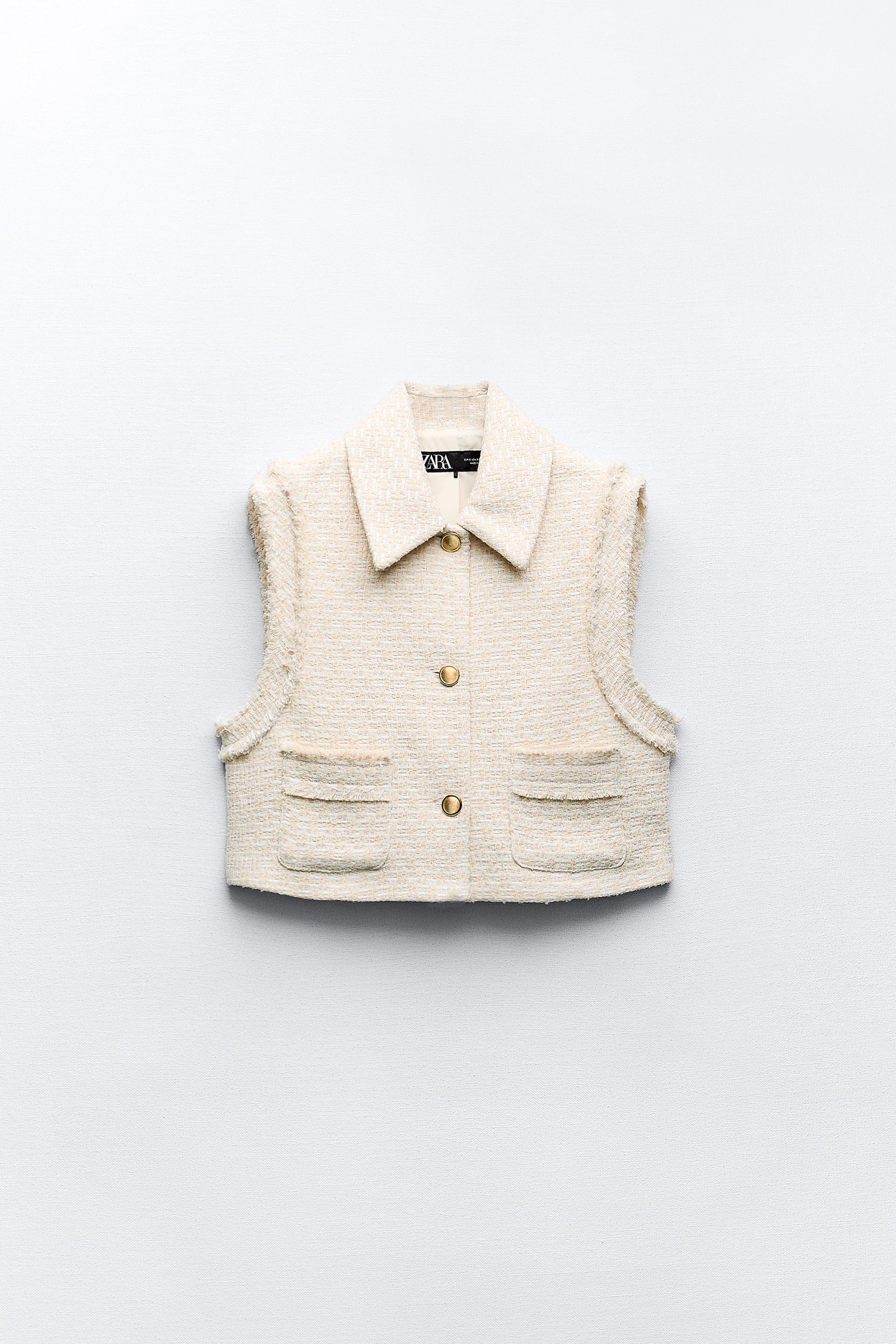Жилет Zara Textured Frayed, кремовый футболка zara textured кремовый