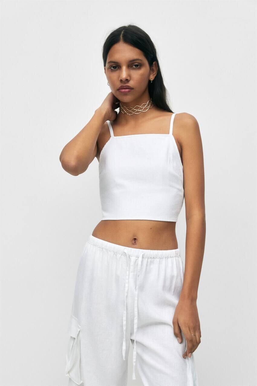 

Топ на бретелях с узлом на спине Pull&Bear, белый