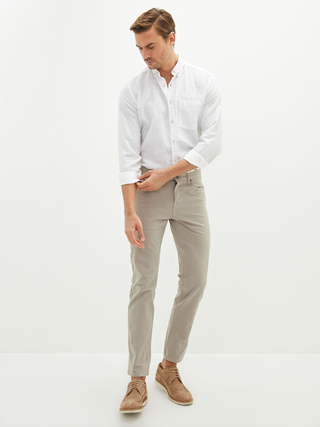 

Мужские брюки чинос Slim Fit из габардина LCWAIKIKI Classic, Серый
