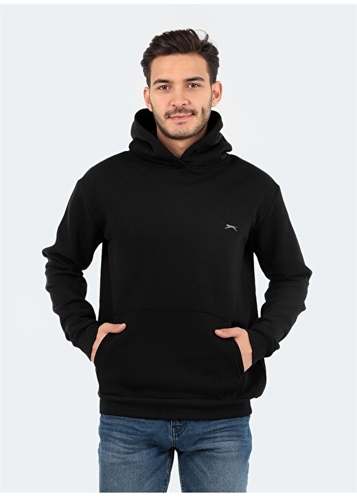

Черная мужская толстовка с воротником с капюшоном Slazenger, Черный