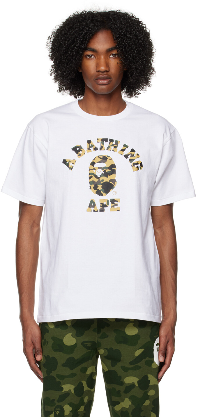 

Белая футболка колледжа 1st Camo BAPE, Белый