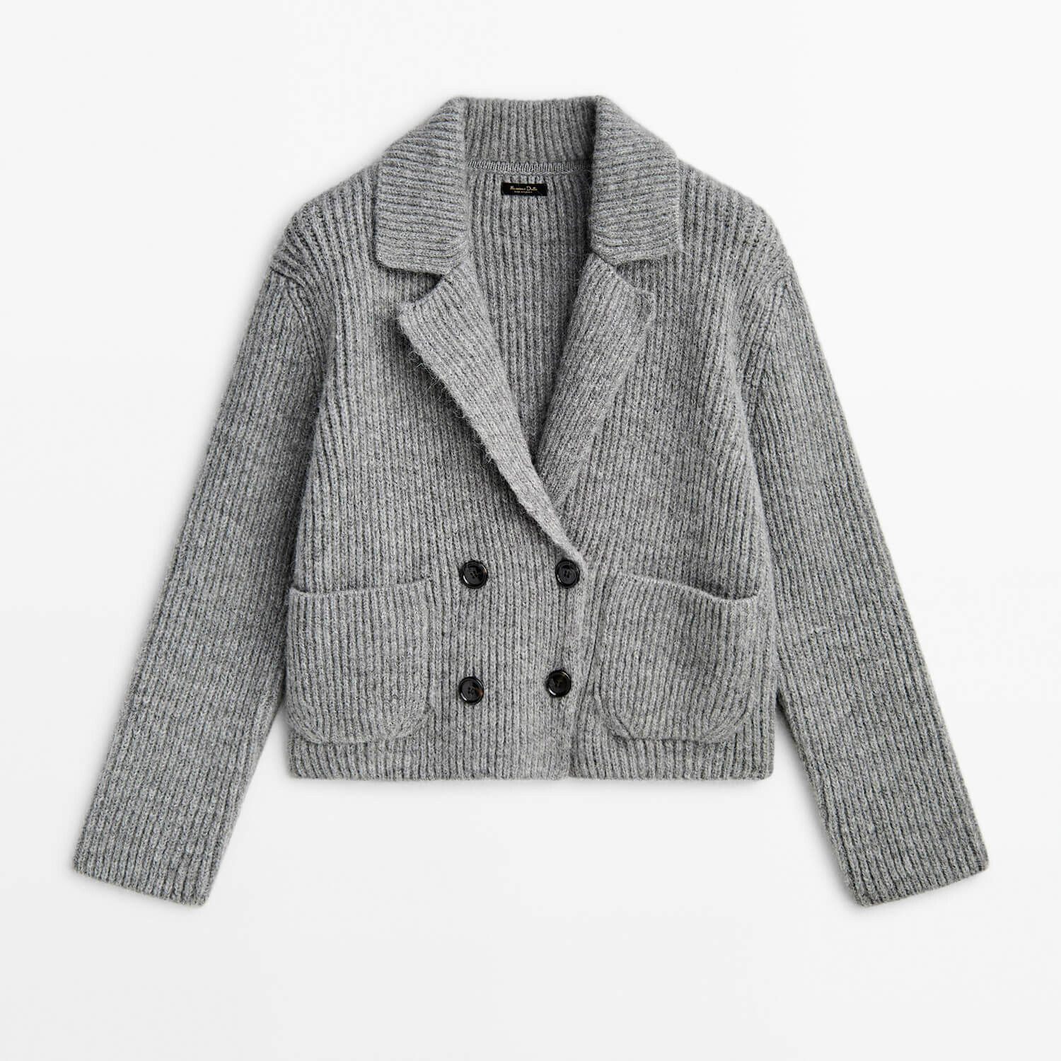 

Блейзер Massimo Dutti Cropped Knit, серый