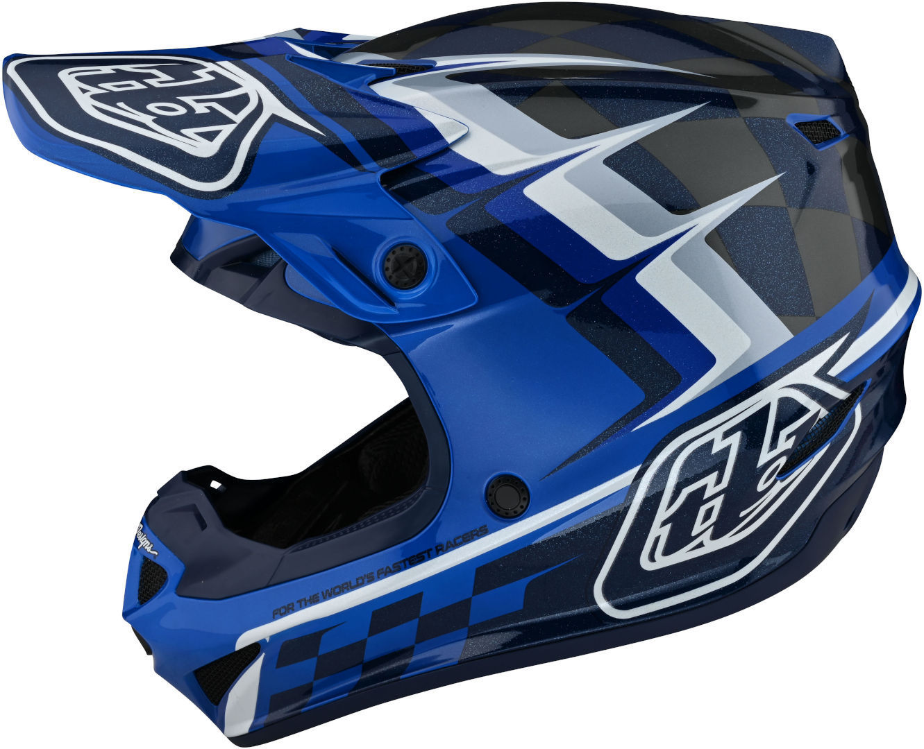 Шлем Troy Lee Designs SE4 PA MIPS Warped Молодежный для мотокросса, синий