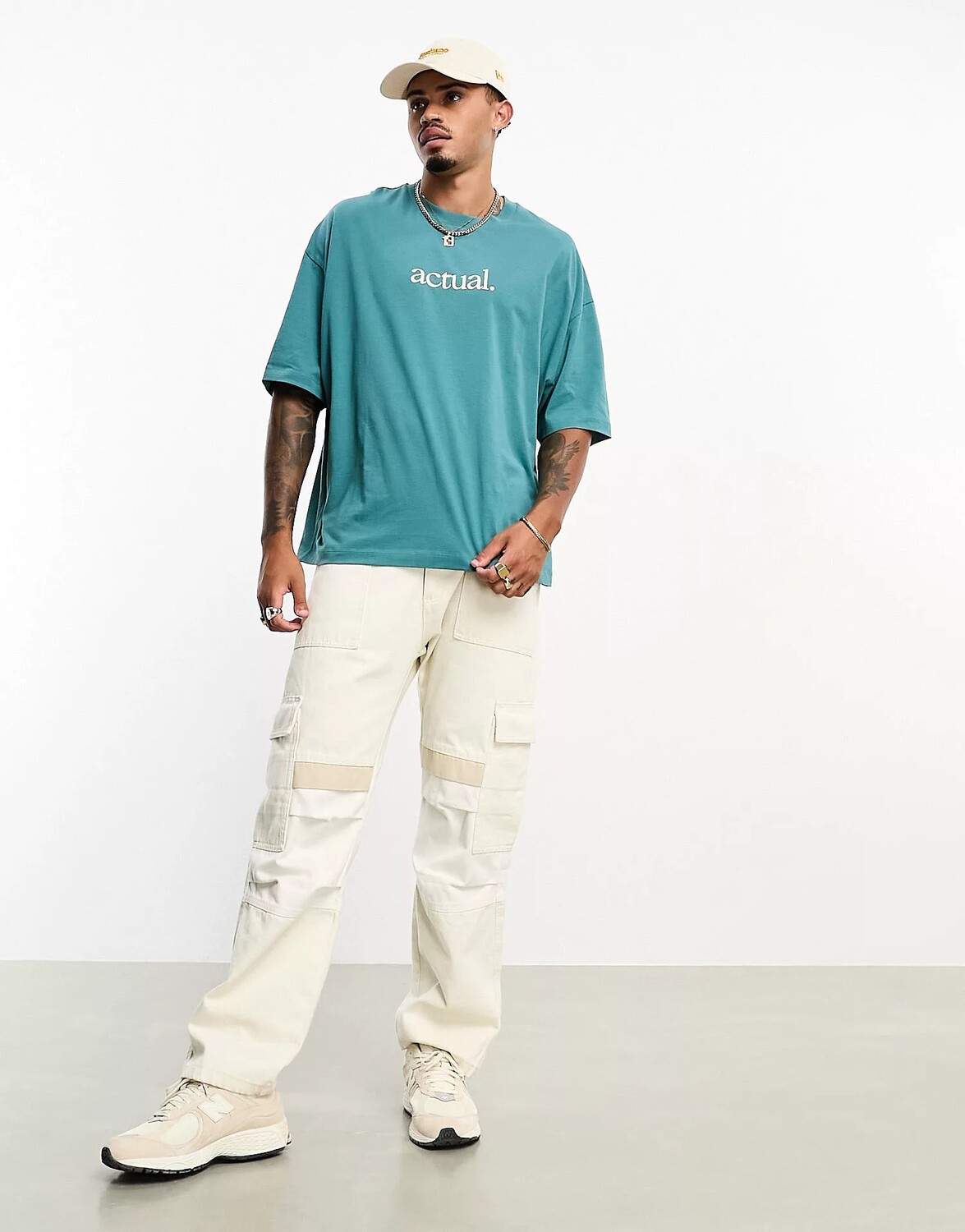 

Футболка Asos Actual Oversized With Logo Back Print, бирюзовый, Зеленый