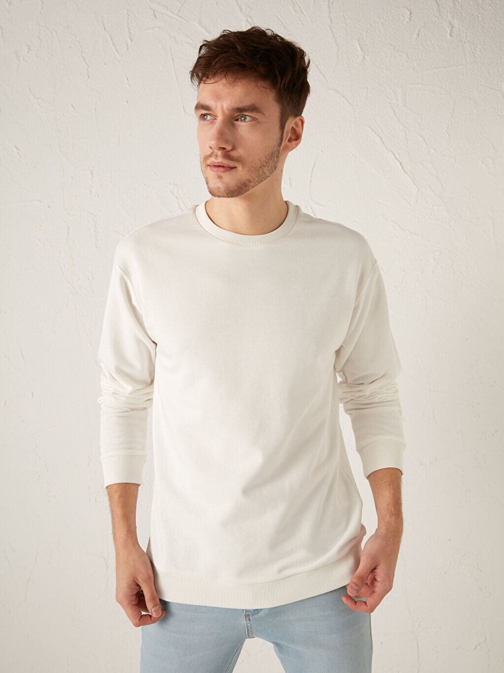 

Базовая мужская толстовка с круглым вырезом и длинными рукавами LCW Casual