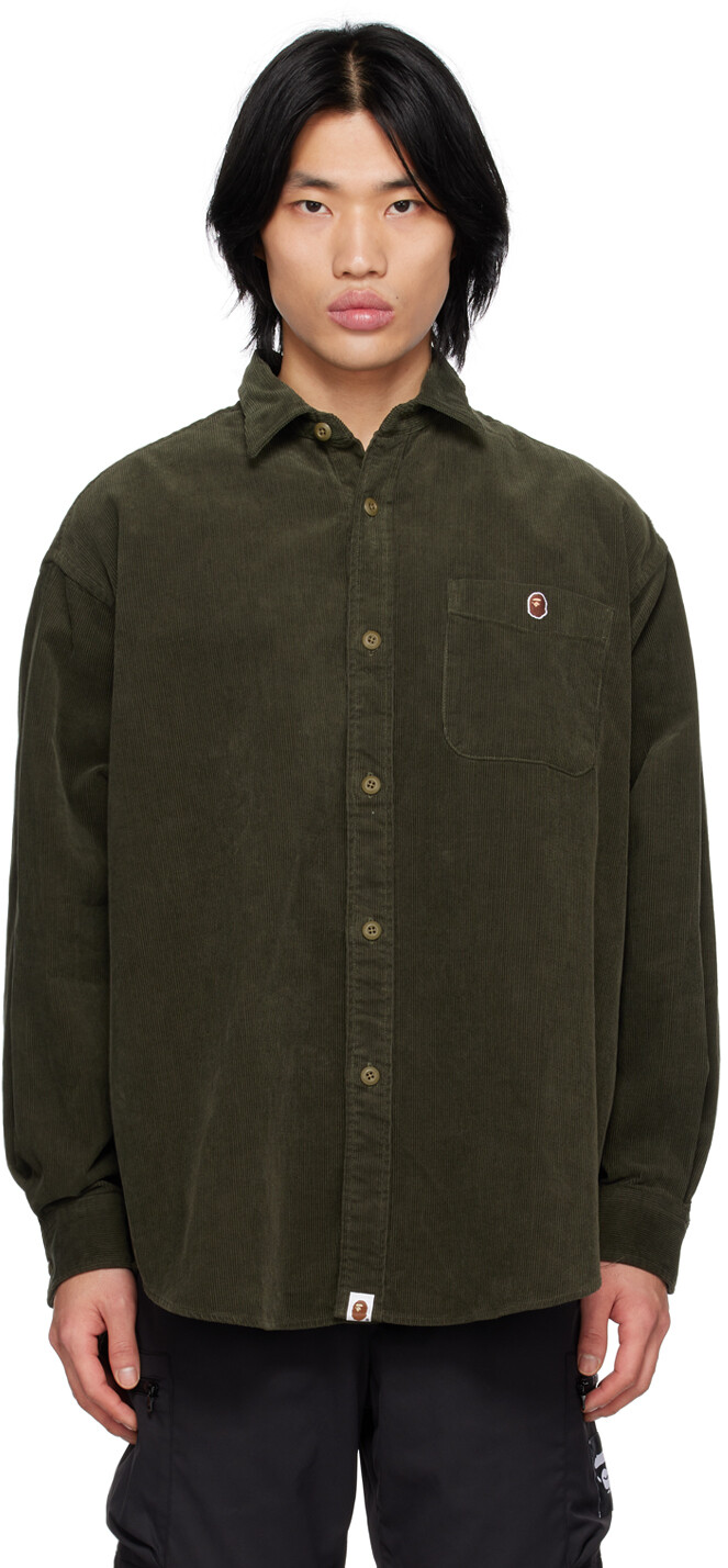 

Зеленая рубашка с круглым вырезом Ape Head BAPE