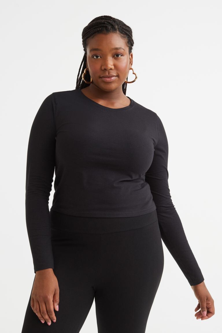 

Короткий топ из джерси H&M, черный