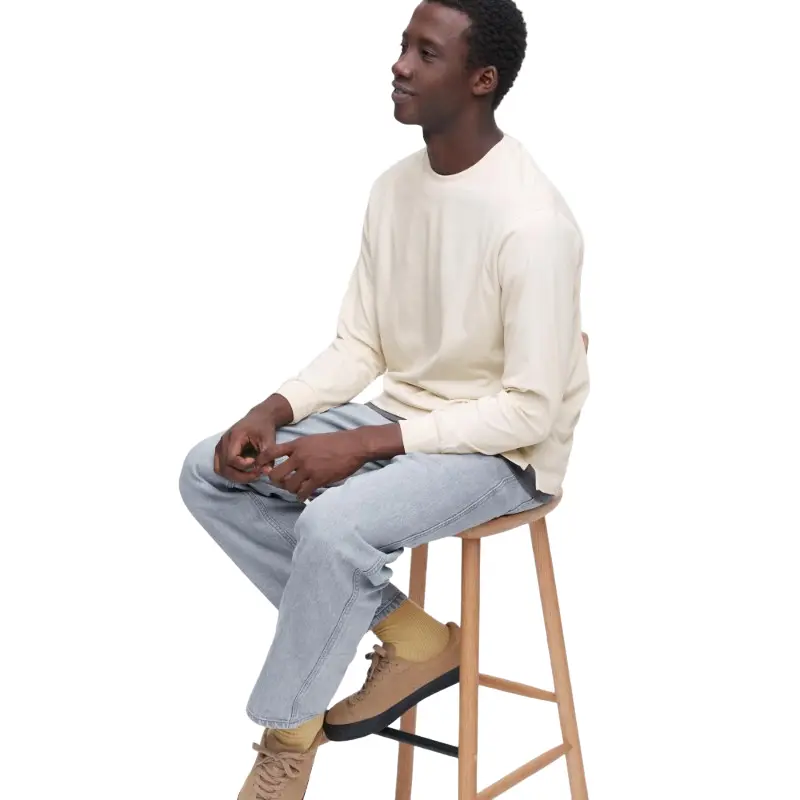 

Футболка Uniqlo Airism Cotton Crew Neck Long Sleeved, бежевый