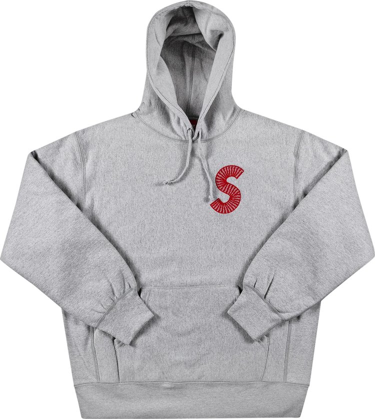 худи supreme s logo zip up hooded sweatshirt heather размер xl серый Толстовка Supreme S Logo Hooded Sweatshirt 'Heather Grey', серый