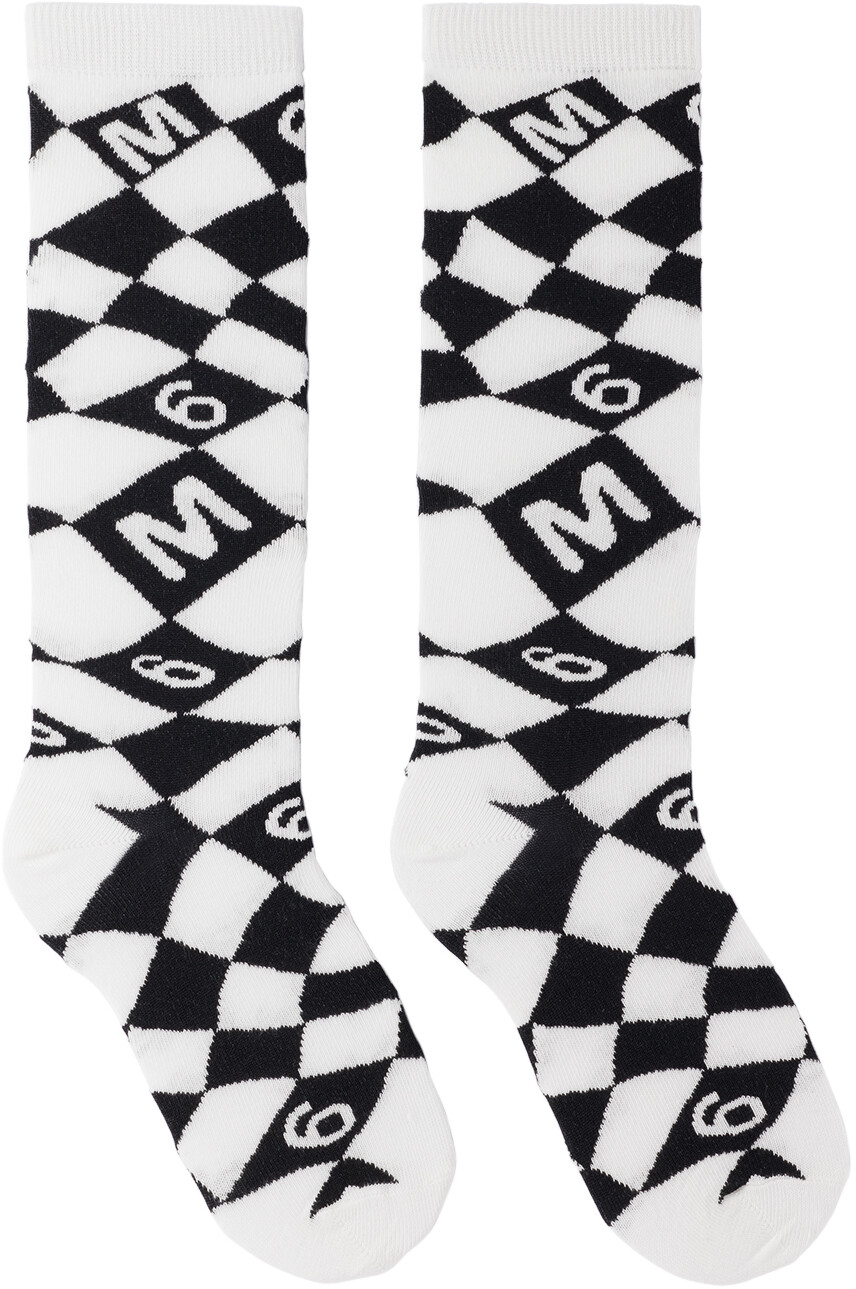 

Детские черно-белые носки в клетку MM6 Maison Margiela