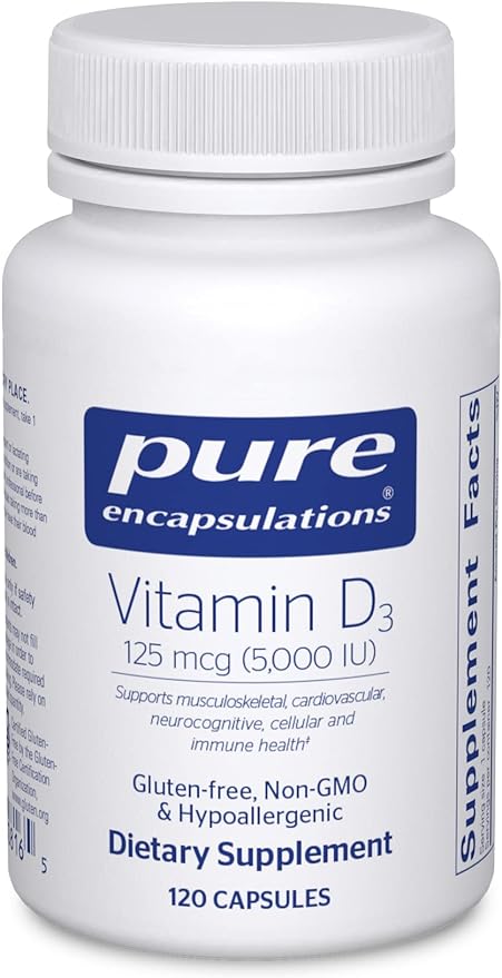Pure Encapsulations Витамин D3 125 мкг (5000 МЕ) — 120 капсул pure encapsulations витамин d3 250 мкг 10 000 ме 120 капсул